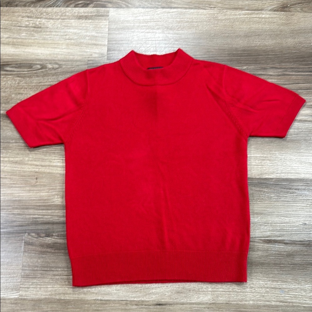 Sag Harbor‎ Women's Size Small Red Short Sleeve Knit Sweater 100% Acrylic Soft